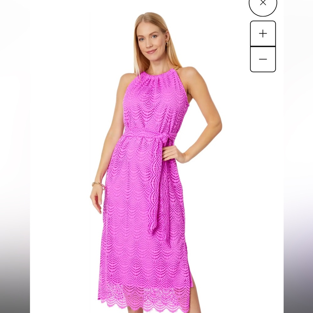 Lilly pulitzer bingham lace midi dress in wild fuschia